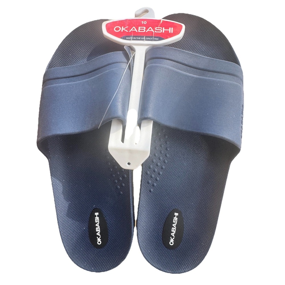 Okabashi Men's Coast‎ Slide Sandals Navy 11 Arch Support Machine Washable  USA